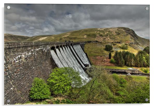 Claerwen Dam in May overflow Acrylic by Sorcha Lewis
