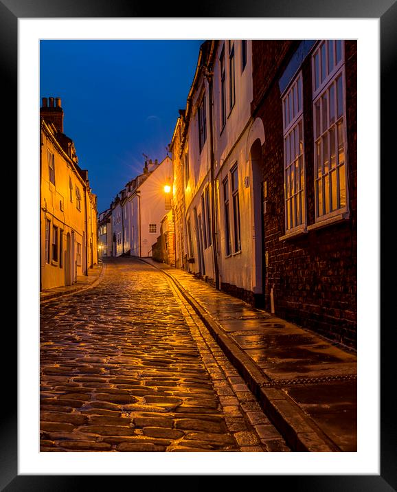 Wet Whitby at dusk Framed Mounted Print by David Oxtaby  ARPS