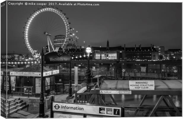 Westminster pier Canvas Print by mike cooper