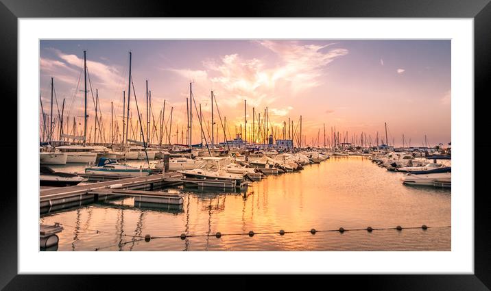 Fiery sunset over the Marina  Framed Mounted Print by Naylor's Photography