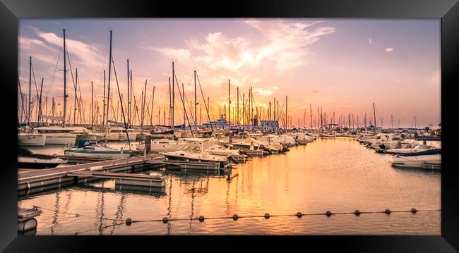 Fiery sunset over the Marina  Framed Print by Naylor's Photography