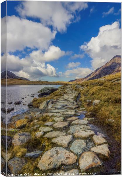 Llyn Idwal Pathway To Heaven Canvas Print by Ian Mitchell
