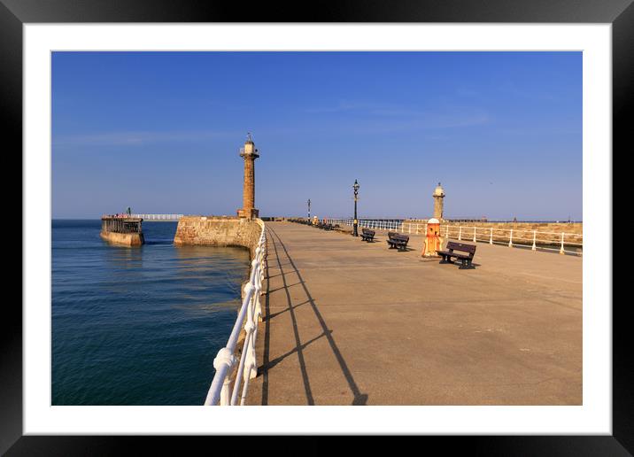 Whitby Pier    Framed Mounted Print by chris smith