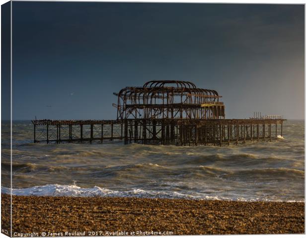 West Pier Ruins Canvas Print by James Rowland