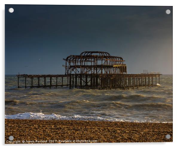 West Pier Ruins Acrylic by James Rowland