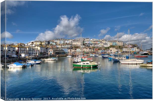 Clouds gather over Brixham Harbour Canvas Print by Rosie Spooner
