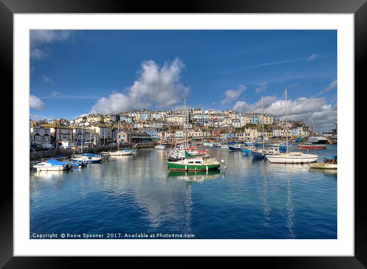 Clouds gather over Brixham Harbour Framed Mounted Print by Rosie Spooner