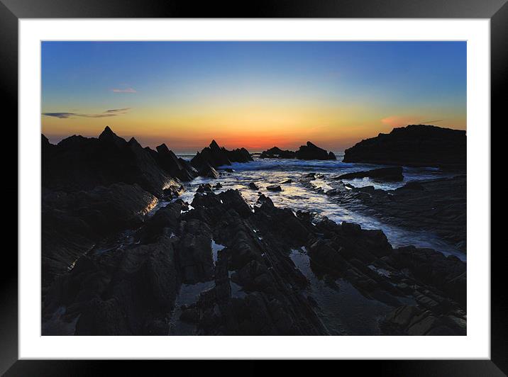 Sunset Over Hartland Quay Framed Mounted Print by Mike Gorton