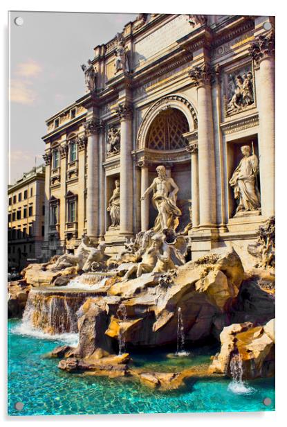 The Trevi Fountain Rome Acrylic by Darren Burroughs