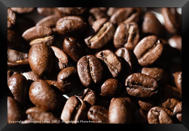 Black coffee grains Framed Print by Massimo Lama