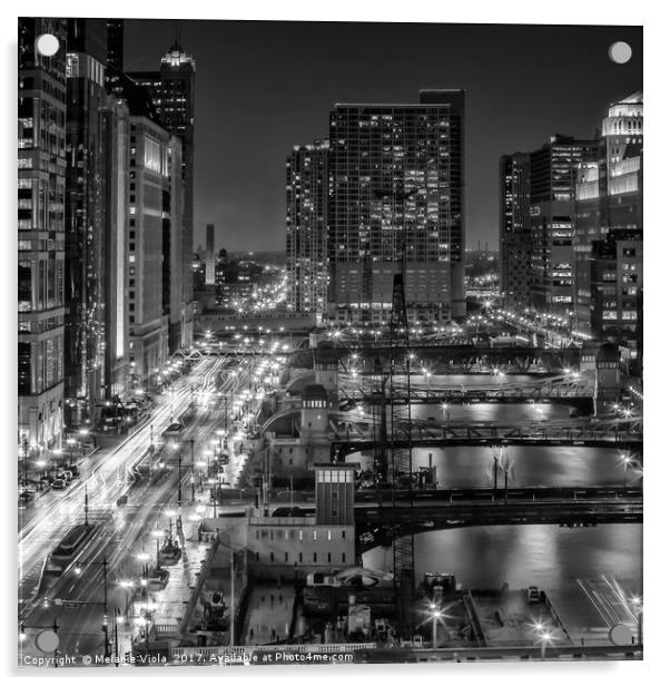 CHICAGO Bridges at Night Acrylic by Melanie Viola