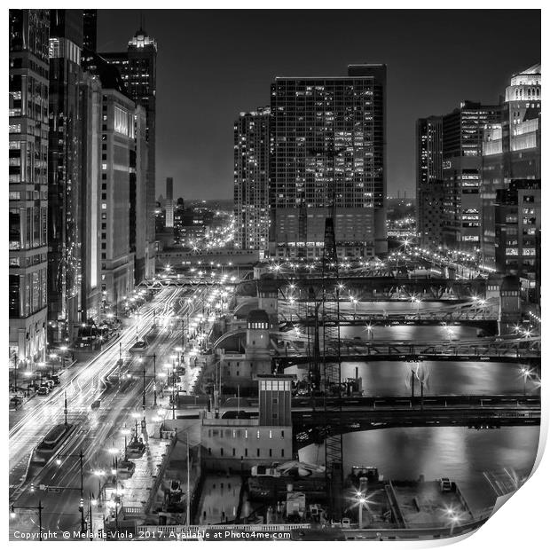 CHICAGO Bridges at Night Print by Melanie Viola