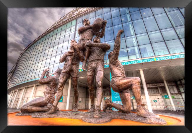 Rugby League Legends statue Wembley stadium Framed Print by David Pyatt