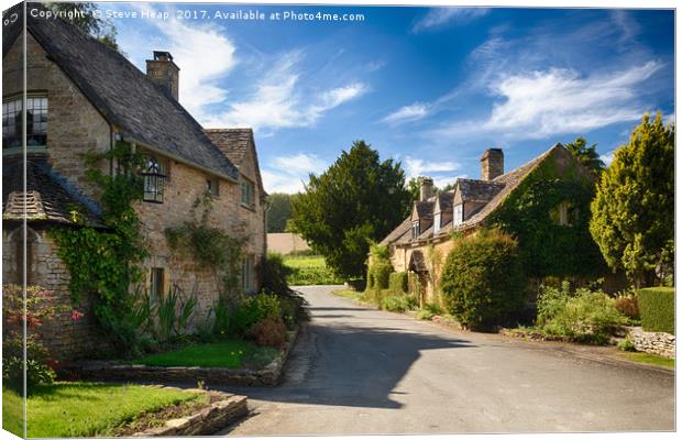 Old cotswold stone houses in Icomb Canvas Print by Steve Heap