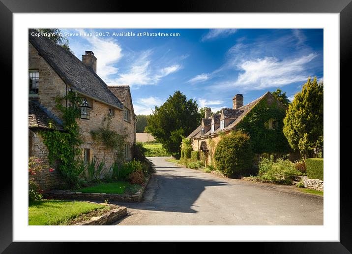 Old cotswold stone houses in Icomb Framed Mounted Print by Steve Heap