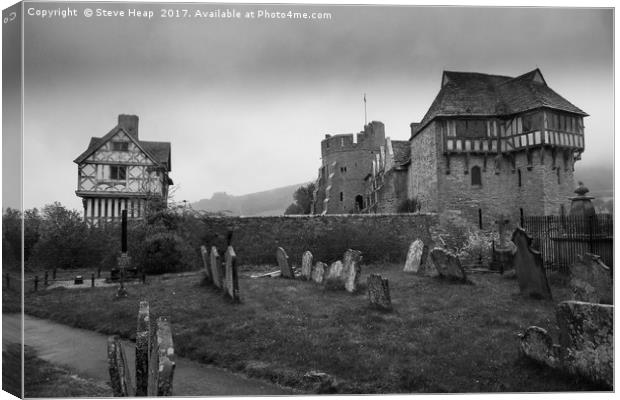 Graveyard by Stokesay castle in Shropshire Canvas Print by Steve Heap