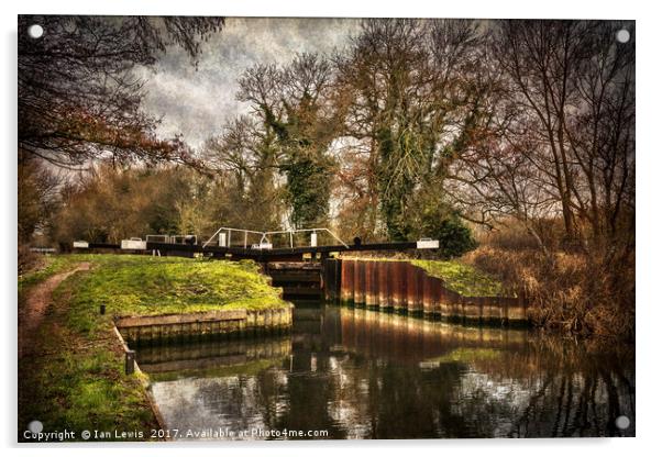 Sulhamstead Lock on the Kennet and Avon Acrylic by Ian Lewis