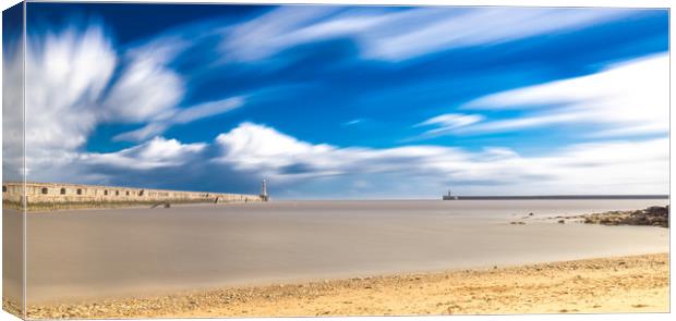 Prior's Haven beach and the Piers Canvas Print by Naylor's Photography