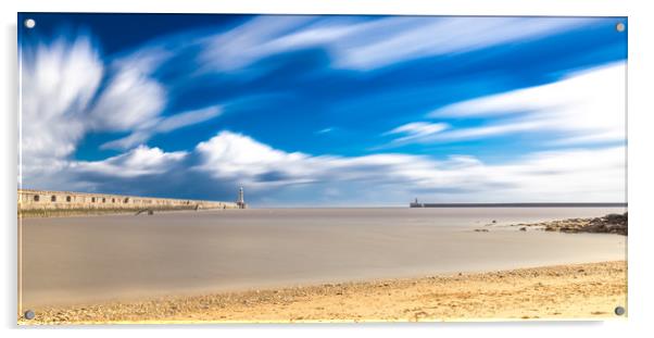 Prior's Haven beach and the Piers Acrylic by Naylor's Photography