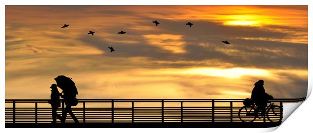 sunset at the seafront Print by sue davies