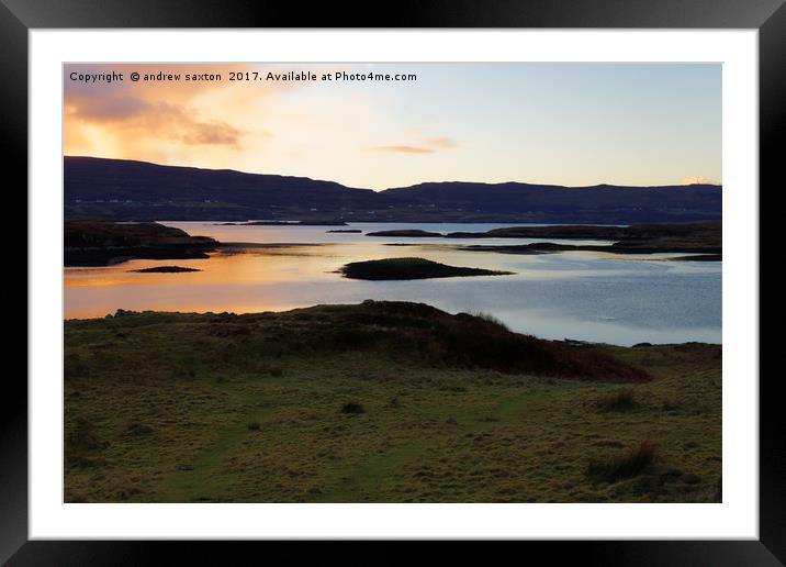 DUNVEGAN SUNSET Framed Mounted Print by andrew saxton