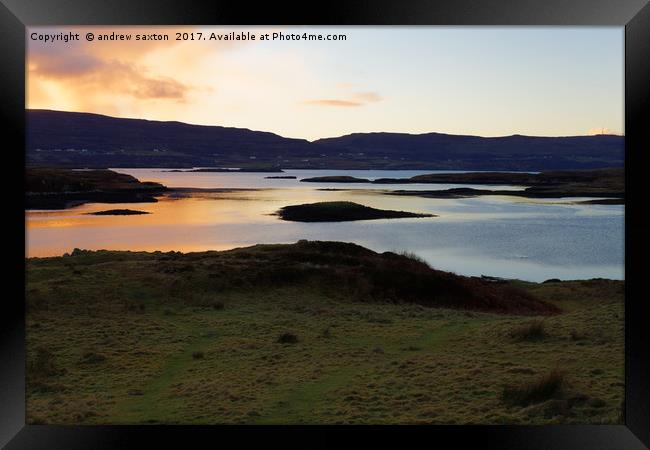 DUNVEGAN SUNSET Framed Print by andrew saxton