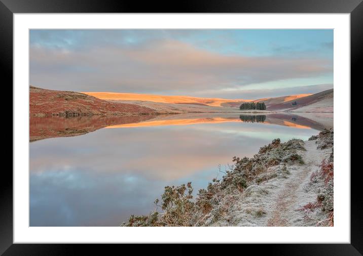 Silver and Gold lake, Elan Valley Framed Mounted Print by Sorcha Lewis