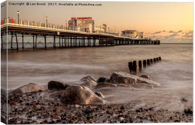 Worthing Pier Evening Canvas Print by Len Brook