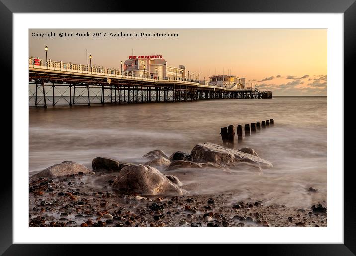Worthing Pier Evening Framed Mounted Print by Len Brook