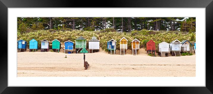 Panoramic Wells Beach Huts 3 Framed Mounted Print by Stephen Mole