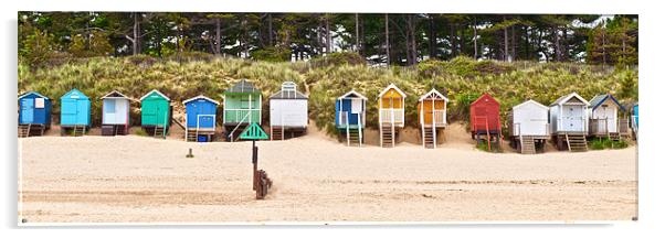 Panoramic Wells Beach Huts 3 Acrylic by Stephen Mole