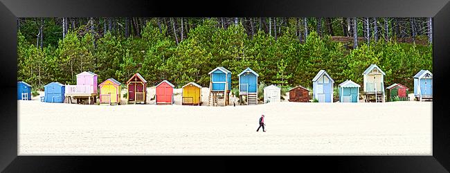 Panoramic Wells Beach Huts 1 Framed Print by Stephen Mole
