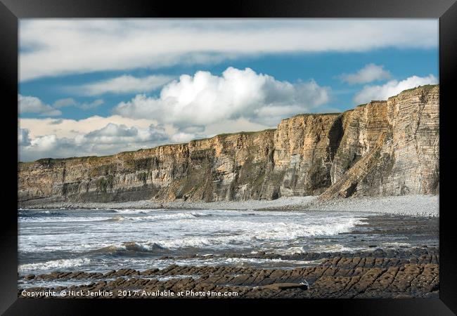 Cliffs Nash Point Glamorgan Heritage Coast Wales Framed Print by Nick Jenkins