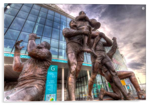 Rugby League Legends statue Wembley stadium Acrylic by David Pyatt