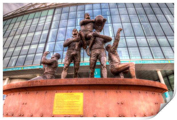 Rugby League Legends statue Wembley stadium Print by David Pyatt