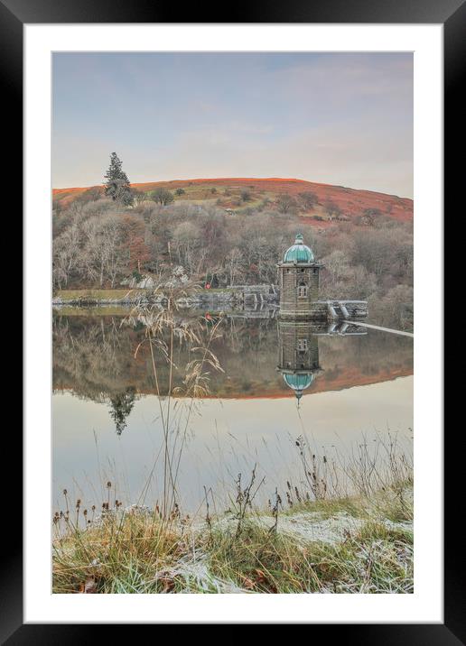 Frosty grips over Penygarreg Framed Mounted Print by Sorcha Lewis