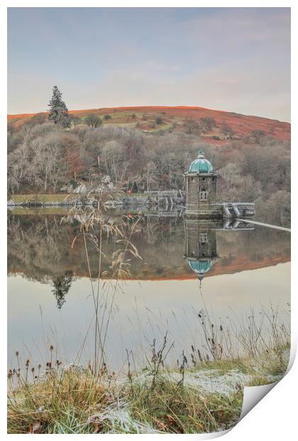 Frosty grips over Penygarreg Print by Sorcha Lewis