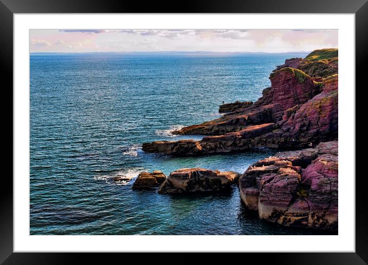 Seaton Cliffs Framed Mounted Print by Valerie Paterson