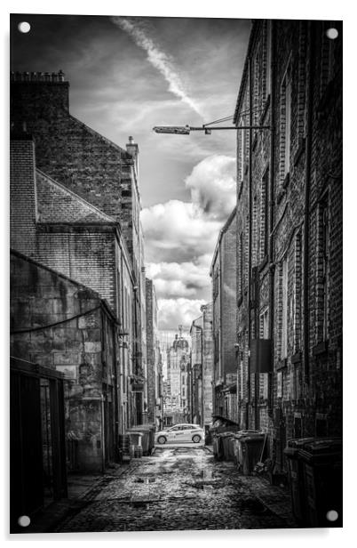 Glasgow Alley (mono) Acrylic by Gareth Burge Photography