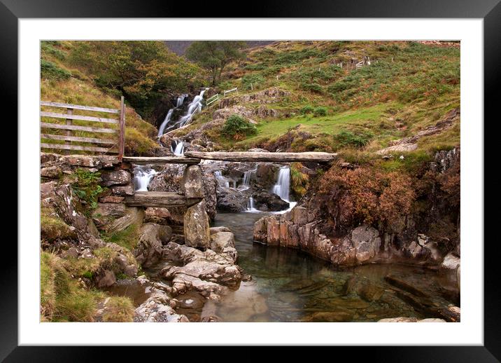 A stone bridge across the Afon-y-Cwm  Snowdonia   Framed Mounted Print by Eddie John