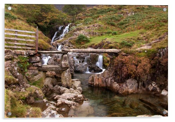 A stone bridge across the Afon-y-Cwm  Snowdonia   Acrylic by Eddie John