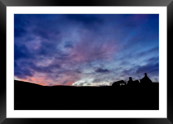 Lluest Aberceithon as the sun sets, Elan Valley Framed Mounted Print by Sorcha Lewis