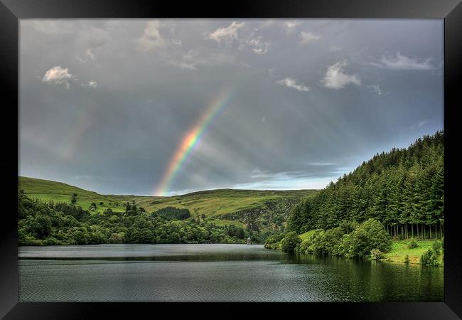 Rainbows Over Reservoirs, Elan Valley Framed Print by Sorcha Lewis