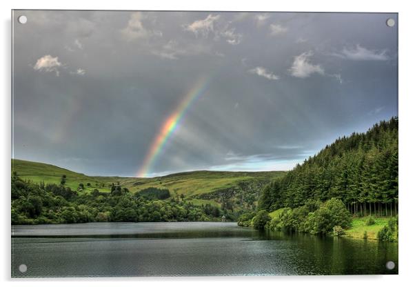 Rainbows Over Reservoirs, Elan Valley Acrylic by Sorcha Lewis
