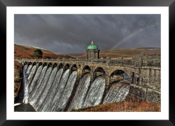 Rainbows over Craig Goch Dam, Elan Valley Framed Mounted Print by Sorcha Lewis