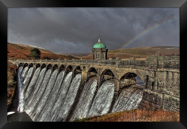 Rainbows over Craig Goch Dam, Elan Valley Framed Print by Sorcha Lewis