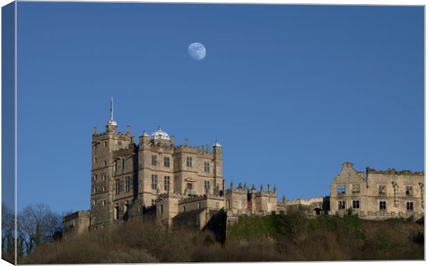 Bolsover Castle: Moonrise over the Keep Canvas Print by Michael Milnes