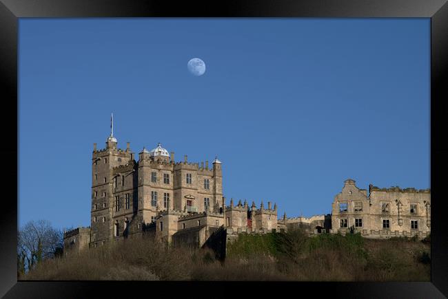 Bolsover Castle: Moonrise over the Keep Framed Print by Michael Milnes