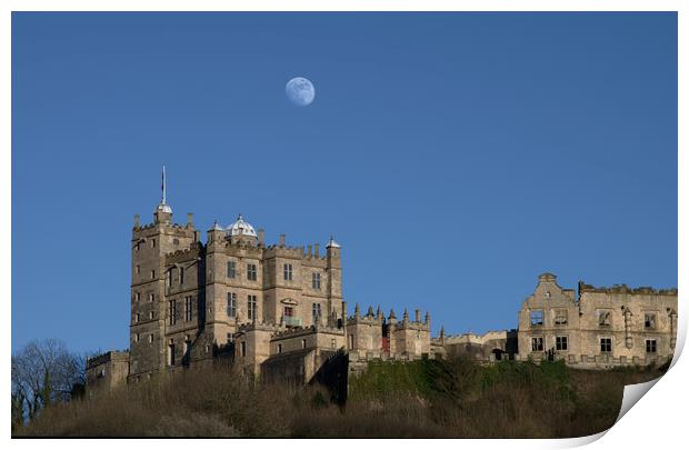 Bolsover Castle: Moonrise over the Keep Print by Michael Milnes