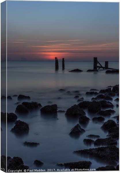 Crosby Beach after the sunset Canvas Print by Paul Madden